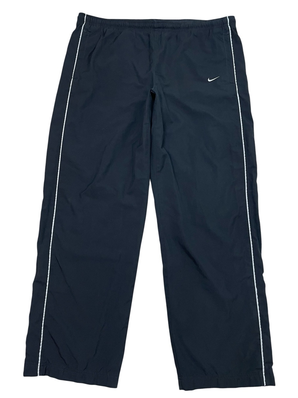 Vintage 90s Y2K Nike Mens Black Windbreaker Baggy Track Pants White Stripe Lined